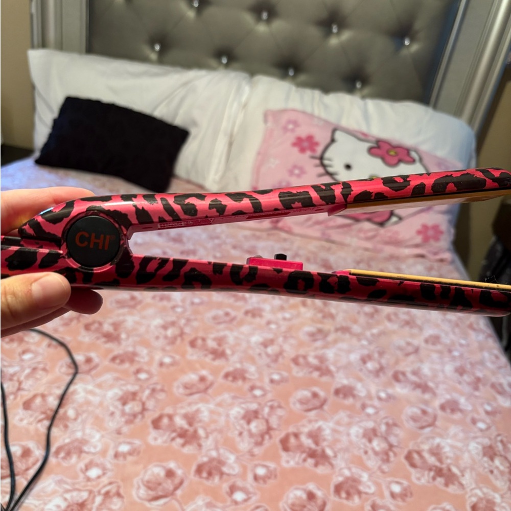 CHI pink and Black Leopard Print Hair